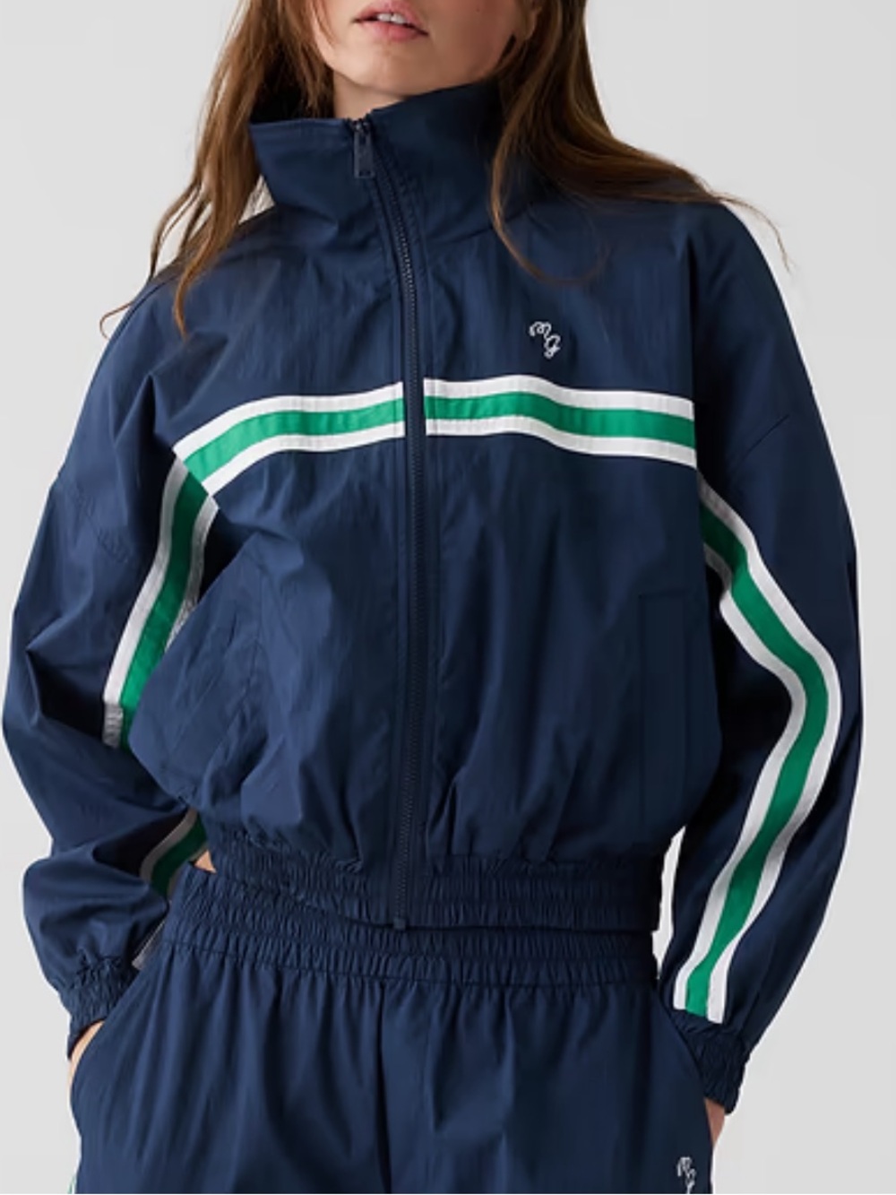 GAP X MALBON TEXTURED POPLIN WINDBREAKER VINTAGE NAVY - M